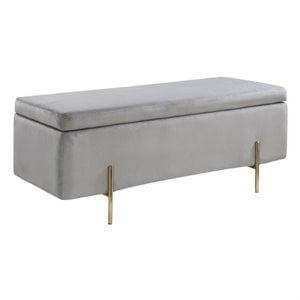 maklaine velvet storage bench with metal legs