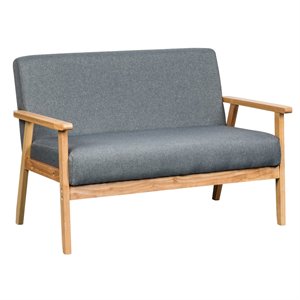 maklaine fabric loveseat with solid wood frame in gray