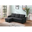 Maklaine Fabric Sleeper Sectional Chaise in Dark Gray