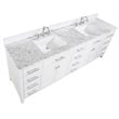 Maklaine Solid Birch Hardwood White Double Vanity Rectangular Soft Close Doors 84