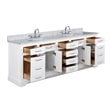 Maklaine Solid Birch Hardwood White Double Vanity Rectangular Soft Close Doors 84