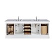 Maklaine Solid Birch Hardwood White Double Vanity Rectangular Soft Close Doors 84