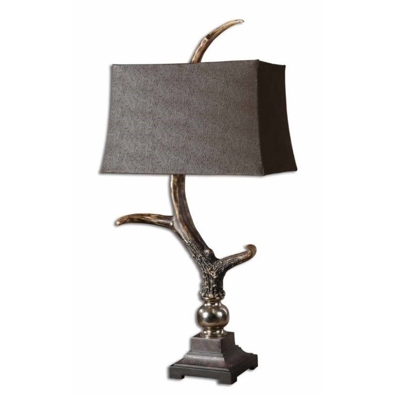Maklaine Dark Shade Table Lamp in Burnished Bone Ivory
