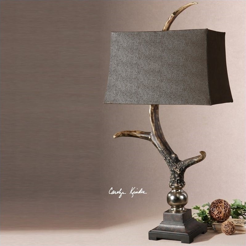 Maklaine Dark Shade Table Lamp in Burnished Bone Ivory