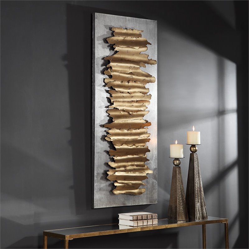 Maklaine Metal Wall Decor in Antique Gold