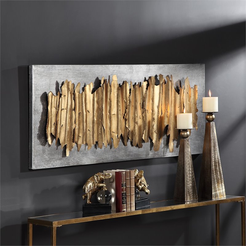 Maklaine Metal Wall Decor in Antique Gold