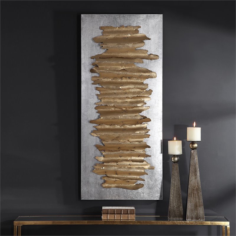 Maklaine Metal Wall Decor in Antique Gold