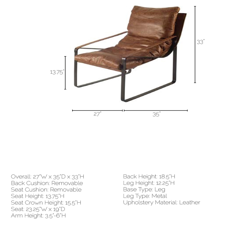 Maklaine Leather Chair in Cocoa Brown
