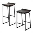Maklaine Mango Wood Black Bar Stool Rectangular Low-Back 25.75