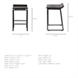 Maklaine Mango Wood Black Bar Stool Rectangular Low-Back 25.75