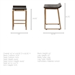 Maklaine Mango Wood Brown Bar Stool Rectangular Contoured 15.5