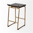 Maklaine Mango Wood Brown Bar Stool Rectangular Contoured 15.5
