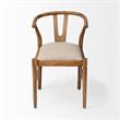 Maklaine Wood Dining Chair with Padded Fabric Seat in Brown