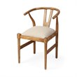 Maklaine Wood Dining Chair with Padded Fabric Seat in Brown