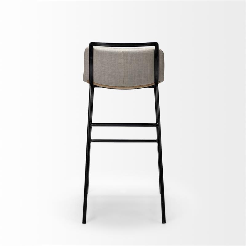 Maklaine Fabric Cream Metal Counter Stool Rectangular Low Back