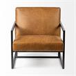 Maklaine Leather Accent Chair in Brown and Gray