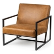 Maklaine Leather Accent Chair in Brown and Gray