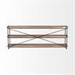 Maklaine Wood & Iron Console Table in Brown and Black