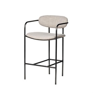 Maklaine 26.5&quot Counter Stool in Matte Black and Beige