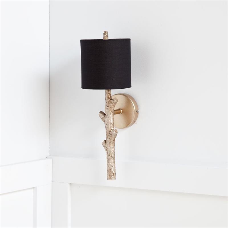 Maklaine Resin Tree Branch Fabric Shade Wall Sconce in Gold