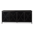 Maklaine Polished Metal Black Sideboard Rectangular Glass-Lined Doors 79