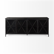 Maklaine Polished Metal Black Sideboard Rectangular Glass-Lined Doors 79