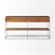 Maklaine Metal Frame 2 Drawer Sideboard in Brown and Silver