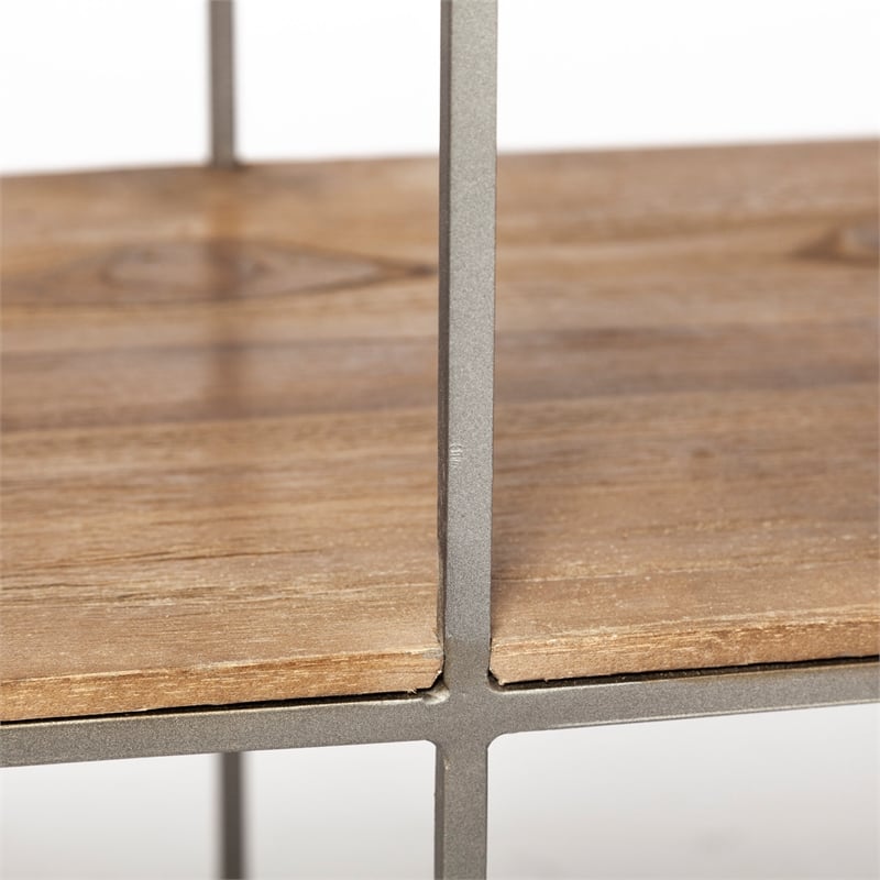 Maklaine Metal Frame 2 Drawer Sideboard in Brown and Silver