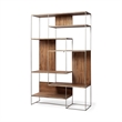 Maklaine Metal Frame 6 Shelf Shelving Unit in Brown and Silver