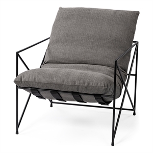 Maklaine Fabric Upholstered Accent Chair in Gray