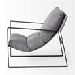 Maklaine Fabric Upholstered and Iron Base Armchair in Gray/Matte Black