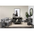 Maklaine Fabric Upholstered and Iron Base Armchair in Gray/Matte Black