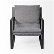 Maklaine Fabric Upholstered and Iron Base Armchair in Gray/Matte Black