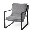 Maklaine Fabric Upholstered and Iron Base Armchair in Gray/Matte Black