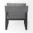 Maklaine Fabric Upholstered and Iron Base Armchair in Gray/Matte Black