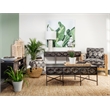 Maklaine Solid Wood Top Iron Metal Coffee Table in Brown