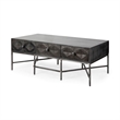 Maklaine Solid Wood Top Iron Metal Coffee Table in Brown