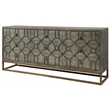 Maklaine Solid Wood with Metal Base Sideboard in Brown and Gold