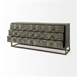 Maklaine Solid Wood with Metal Base Sideboard in Brown and Gold