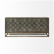 Maklaine Solid Wood with Metal Base Sideboard in Brown and Gold
