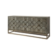 Maklaine Solid Wood with Metal Base Sideboard in Brown and Gold