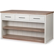 Maklaine Solid Wood Kitchen Island in White and Brown