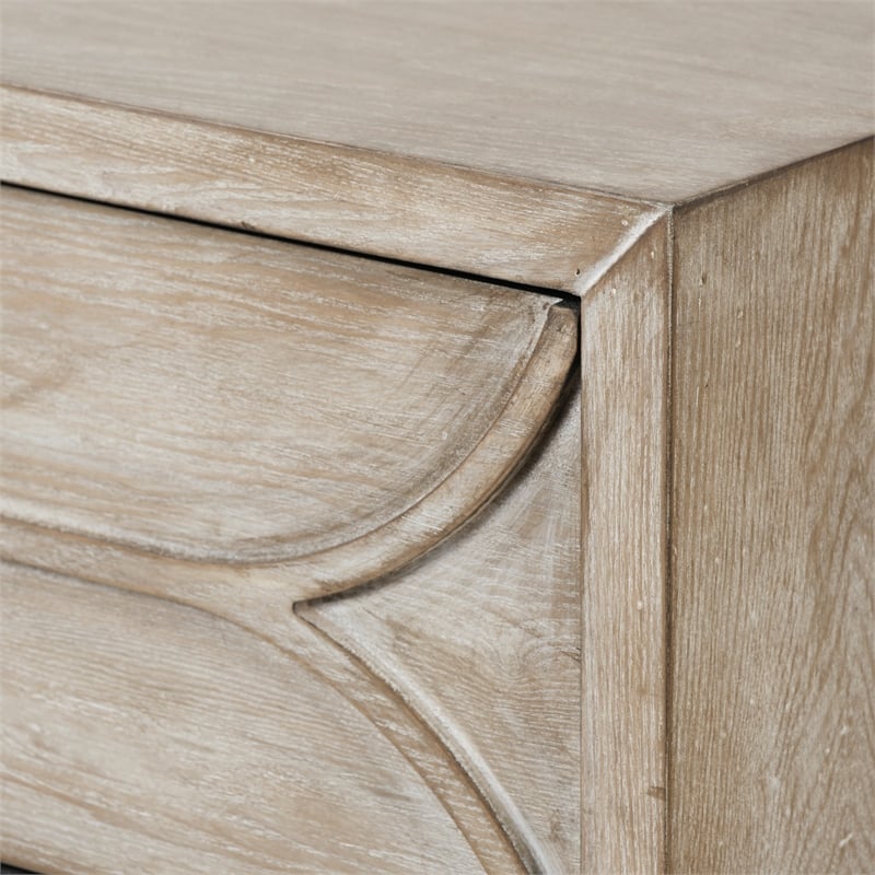 Maklaine Wood 3-Drawers Accent Cabinet in Light Brown