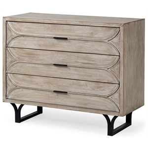 Maklaine Wood 3-Drawers Accent Cabinet in Light Brown