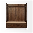 Maklaine Wood Seated Hall Tree with Storage in Brown