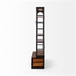 Maklaine Wood 6-Shelf Shelving Unit with Ladder in Medium Brown/Black
