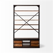 Maklaine Wood 6-Shelf Shelving Unit with Ladder in Medium Brown/Black