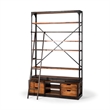 Maklaine Wood 6-Shelf Shelving Unit with Ladder in Medium Brown/Black