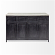 Maklaine 4 Drawer Kitchen Island in Black and White