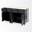 Maklaine 4 Drawer Kitchen Island in Black and White